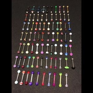 80 Tongue Rings Body Jewelry Barbells Piercings